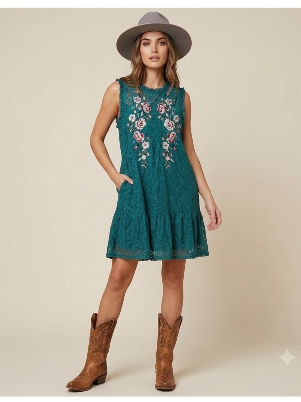 Floral Embroidered Sleeveless Dress, sz XL, feminine, lacy, embroidered